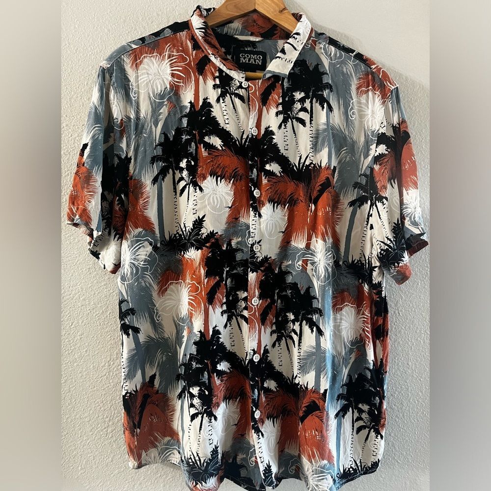 Como Man Men’s SZ Large Tropical Shirt/ Palm‎ Trees